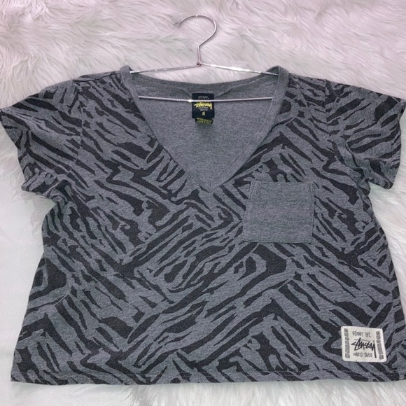 Stussy Gray Cropped V-neck - Picture 5 of 5